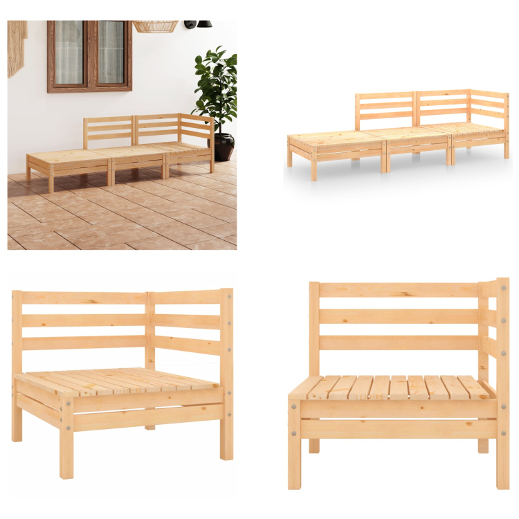 vidaXL 3 szt. Zestaw wypoczynkowy do ogrodu z litego drewna sosnowego - Zestaw wypoczynkowy do ogrodu - Zestawy wypoczynkowe do ogrodu - Zestawy wypoczynkowe - Zestawy wypoczynkowe