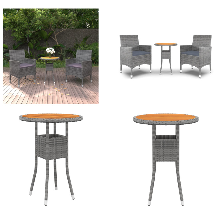 vidaXL 3-częściowy ogrodowy zestaw jadalniany z szarego rattanu - ogrodowy zestaw jadalniany - ogrodowy zestaw jadalniany - zewnętrzny zestaw jadalniany - tarasowy zestaw jadalniany