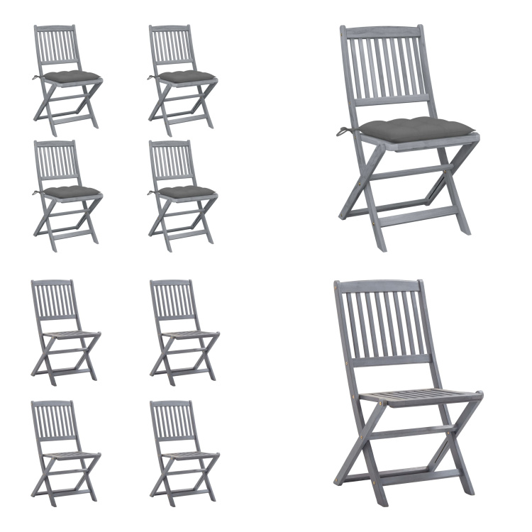 vidaXL Składane krzesła ogrodowe 4 szt. z poduszką z litego drewna akacjowego - Krzesło ogrodowe - Krzesła ogrodowe - Drewniane krzesło ogrodowe - Drewniane krzesła ogrodowe