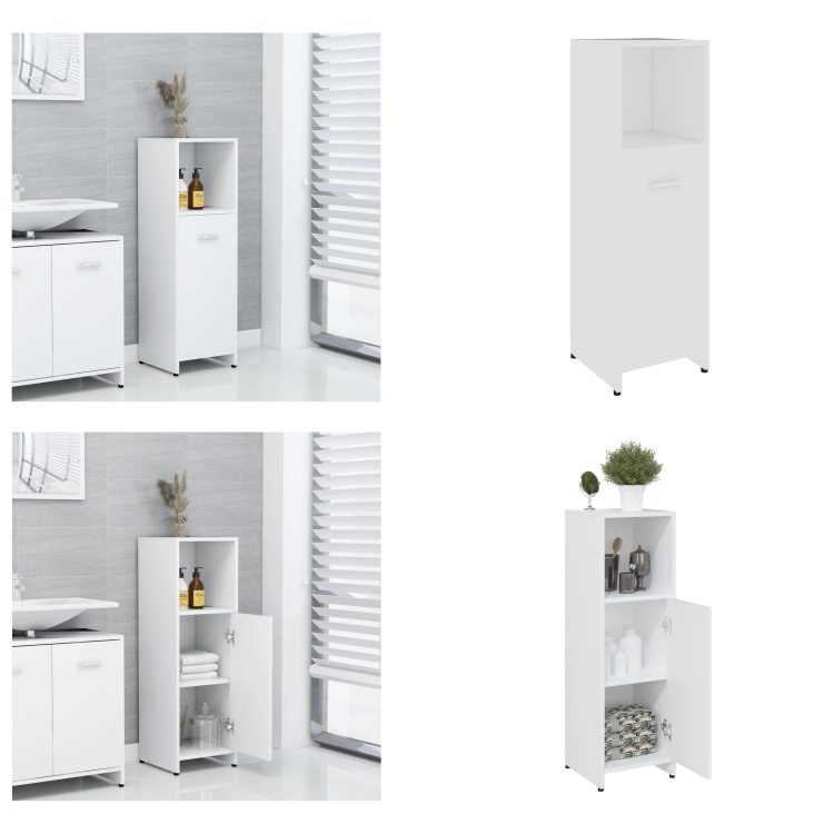 vidaXL Szafka łazienkowa biała 30x30x95 cm materiał drewnopochodny - Szafka łazienkowa - Szafki łazienkowe - Szafka - Szafki