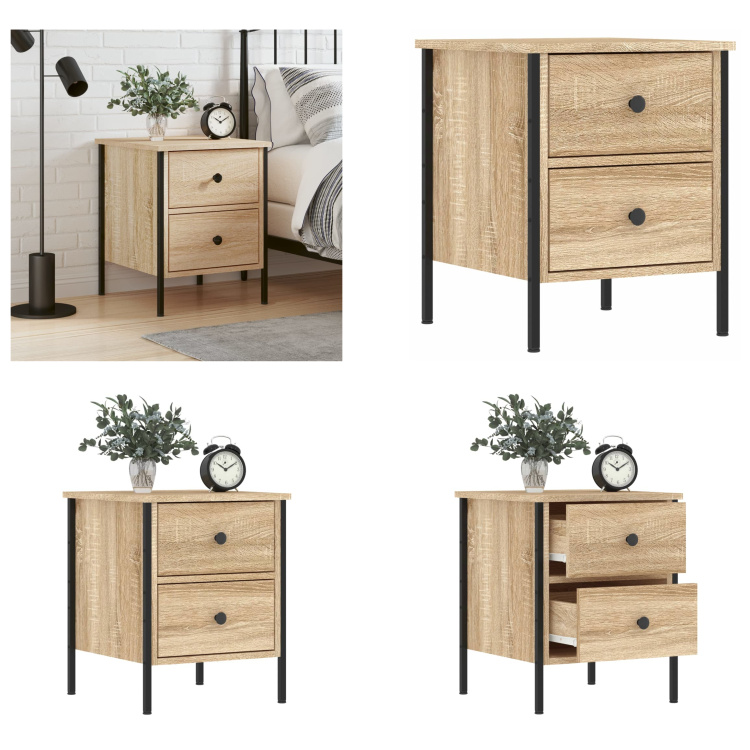 vidaXL Stolik nocny dąb sonoma 40x42x50 cm materiał drewnopochodny - Stolik nocny - Szafki nocne - Szafka nocna - Meble do sypialni