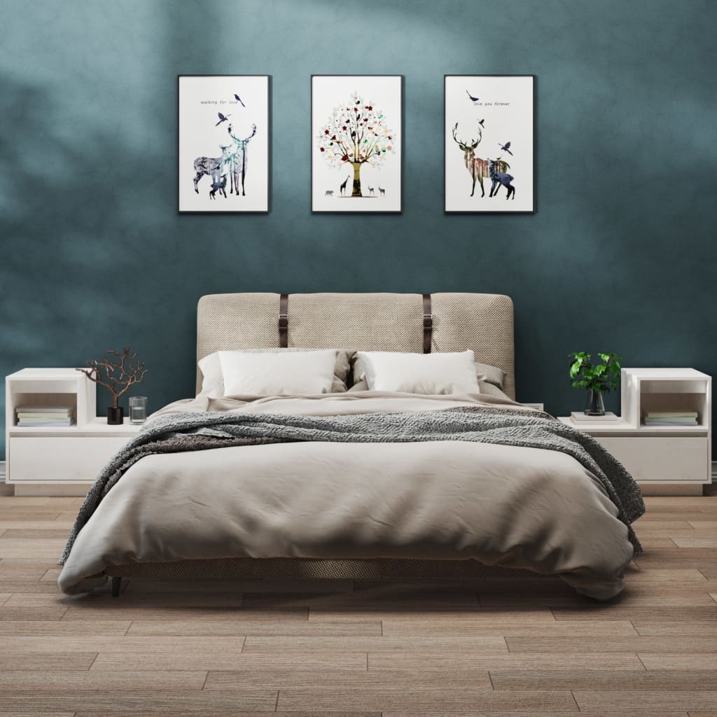 vidaXL Szafki nocne 2 szt. Biała sosna 60x34x51 cm - Stolik nocny - Szafki nocne - Szafa - Szafka nocna