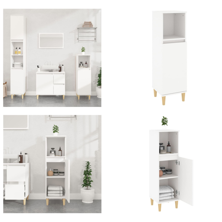 vidaXL Szafka łazienkowa biała 30x30x100 cm Materiał drewnopochodny - Szafka łazienkowa - Szafki łazienkowe - Szafka łazienkowa - Szafka łazienkowa