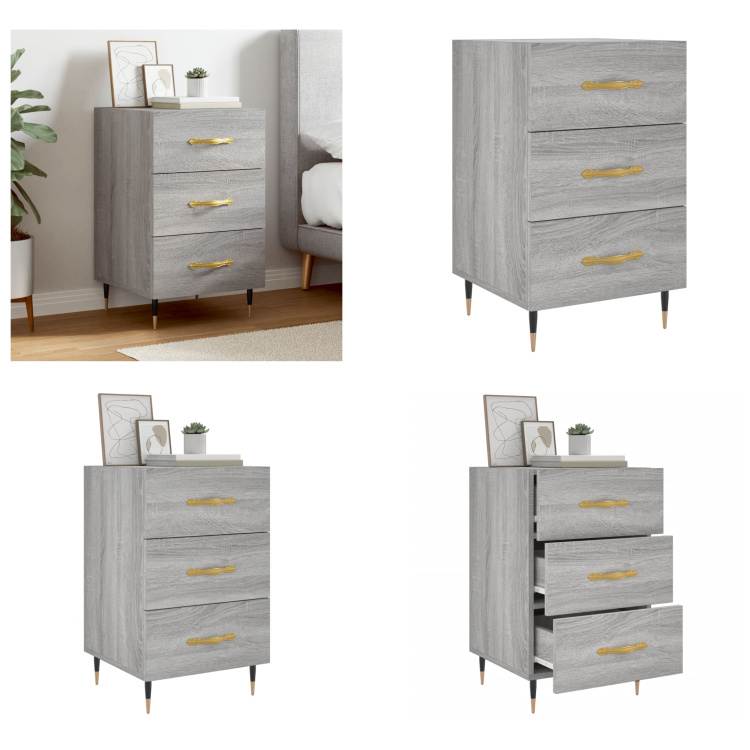 vidaXL Szafka nocna Szara Sonoma 40x40x66 cm Materiał drewnopochodny - Szafka nocna - Szafki nocne - Szafa - Szafka nocna
