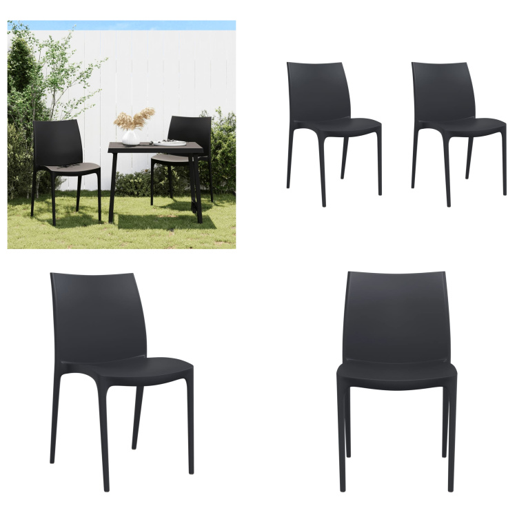 vidaXL Krzesła ogrodowe 2 szt. Antracyt 50x46x80 cm polipropylen - krzesło ogrodowe - krzesła ogrodowe - meble ogrodowe do siedzenia - krzesło tarasowe