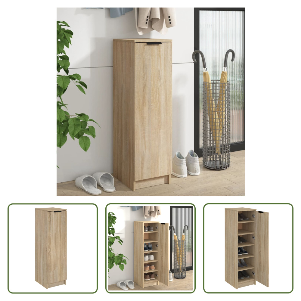 The Living Store szafka na buty dąb sonoma 30x35x100 cm materiał drewnopochodny