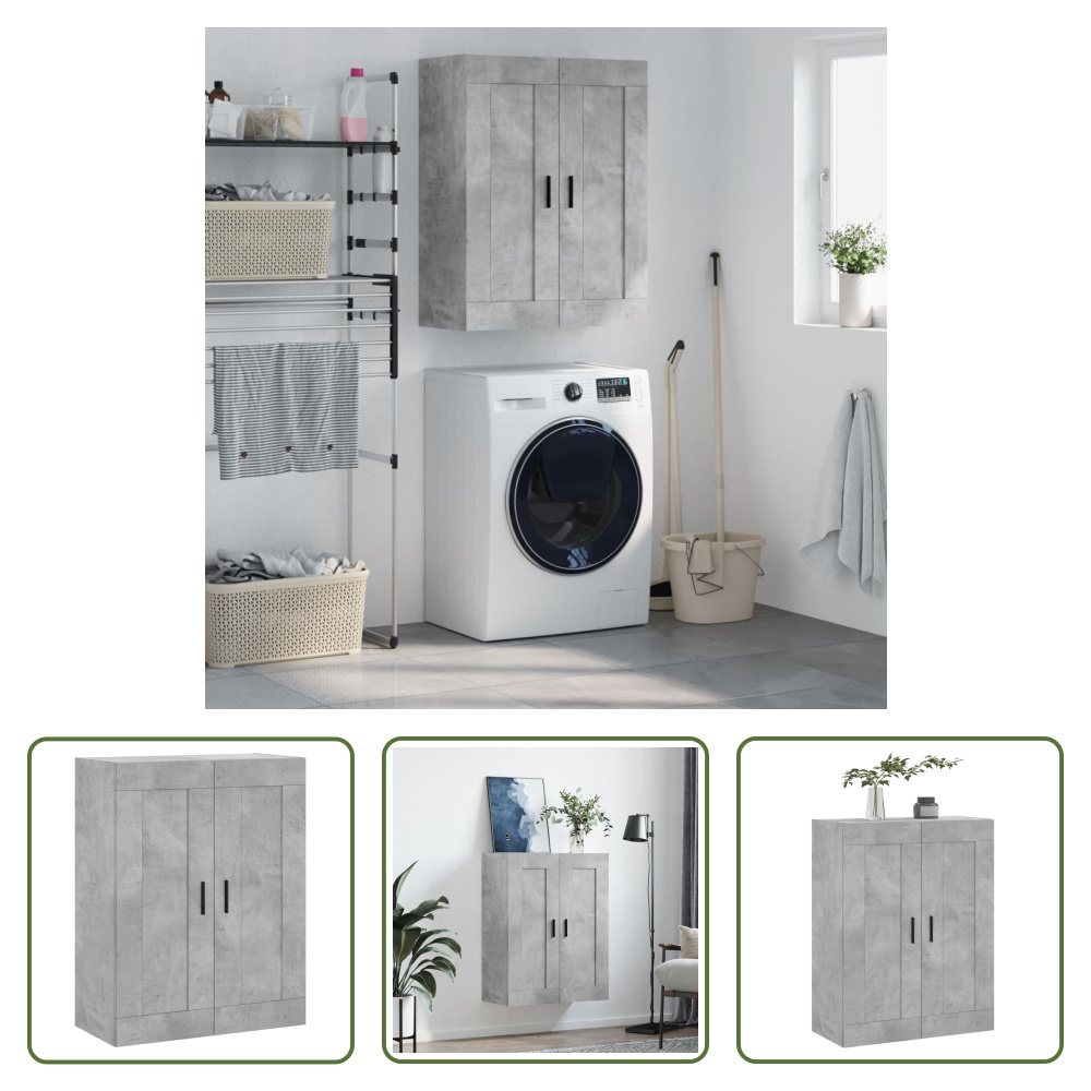 The Living Store szafka ścienna betonowa szara 69,5x34x90 cm materiał drewnopochodny