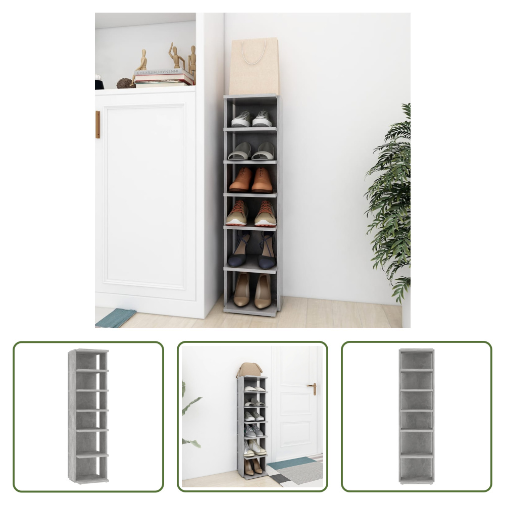 The Living Store Szafka na buty betonowa szara 27,5x27x102 cm Materiał drewnopochodny