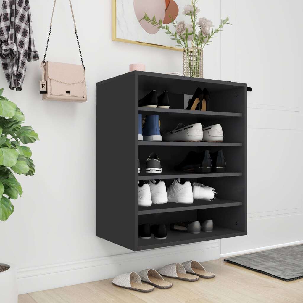 The Living Store Szafka na buty czarna 60x35x70 cm materiał drewnopochodny