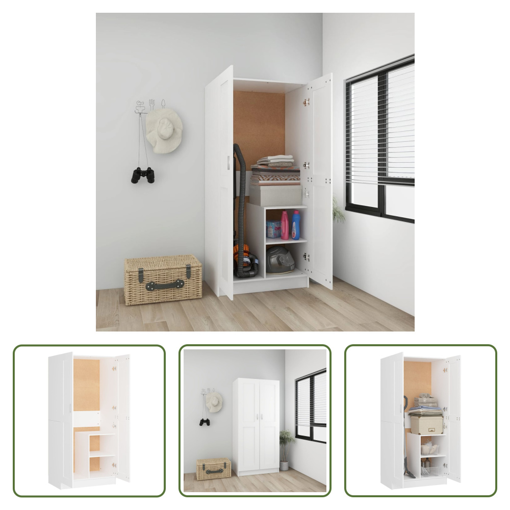 The Living Store Szafa biała 82,5x51,5x180 cm Materiał drewnopochodny