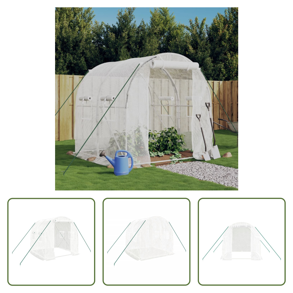 The Living Store Szklarnia z ramą stalową biała 4 m² 2x2x2 m