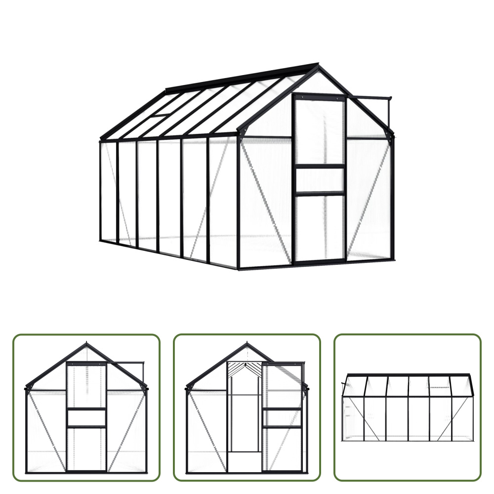 The Living Store Szklarnia Antracyt Aluminium 7,03 m²