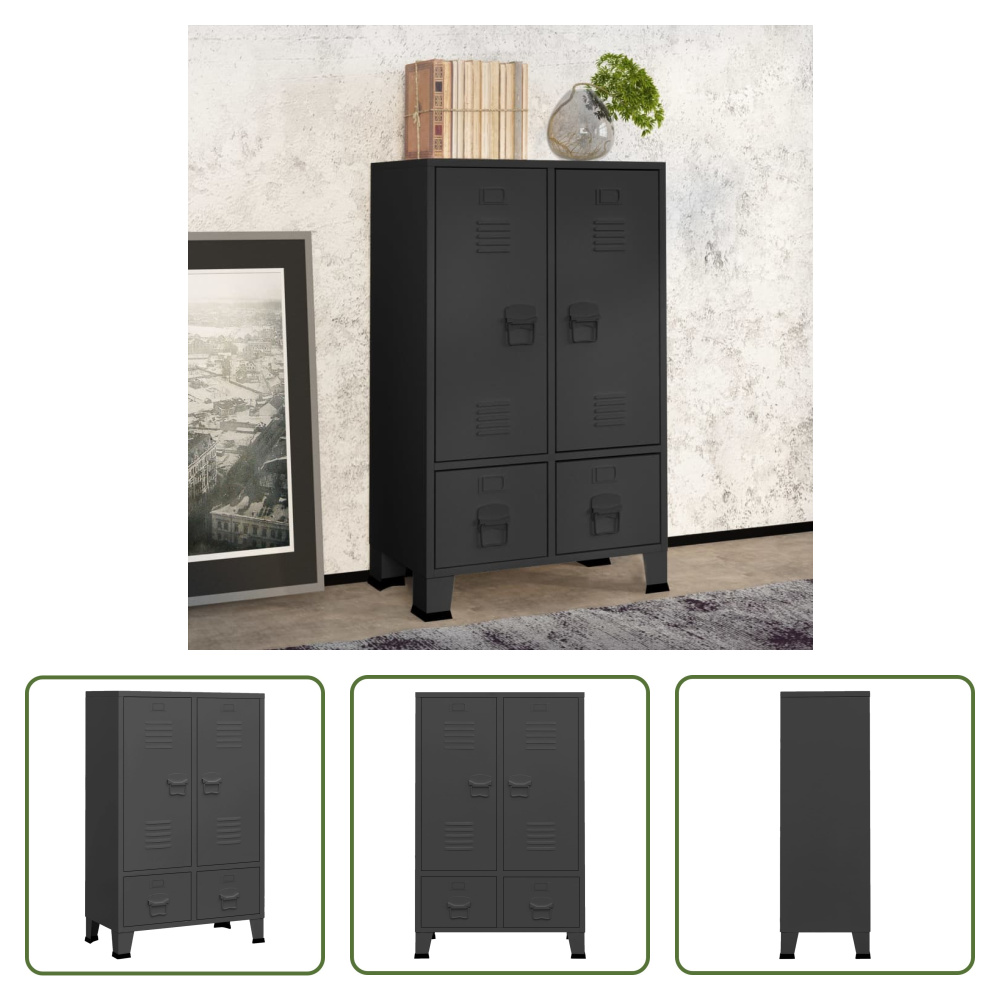 The Living Store Szafa w stylu industrialnym antracyt 67x35x107 cm stal