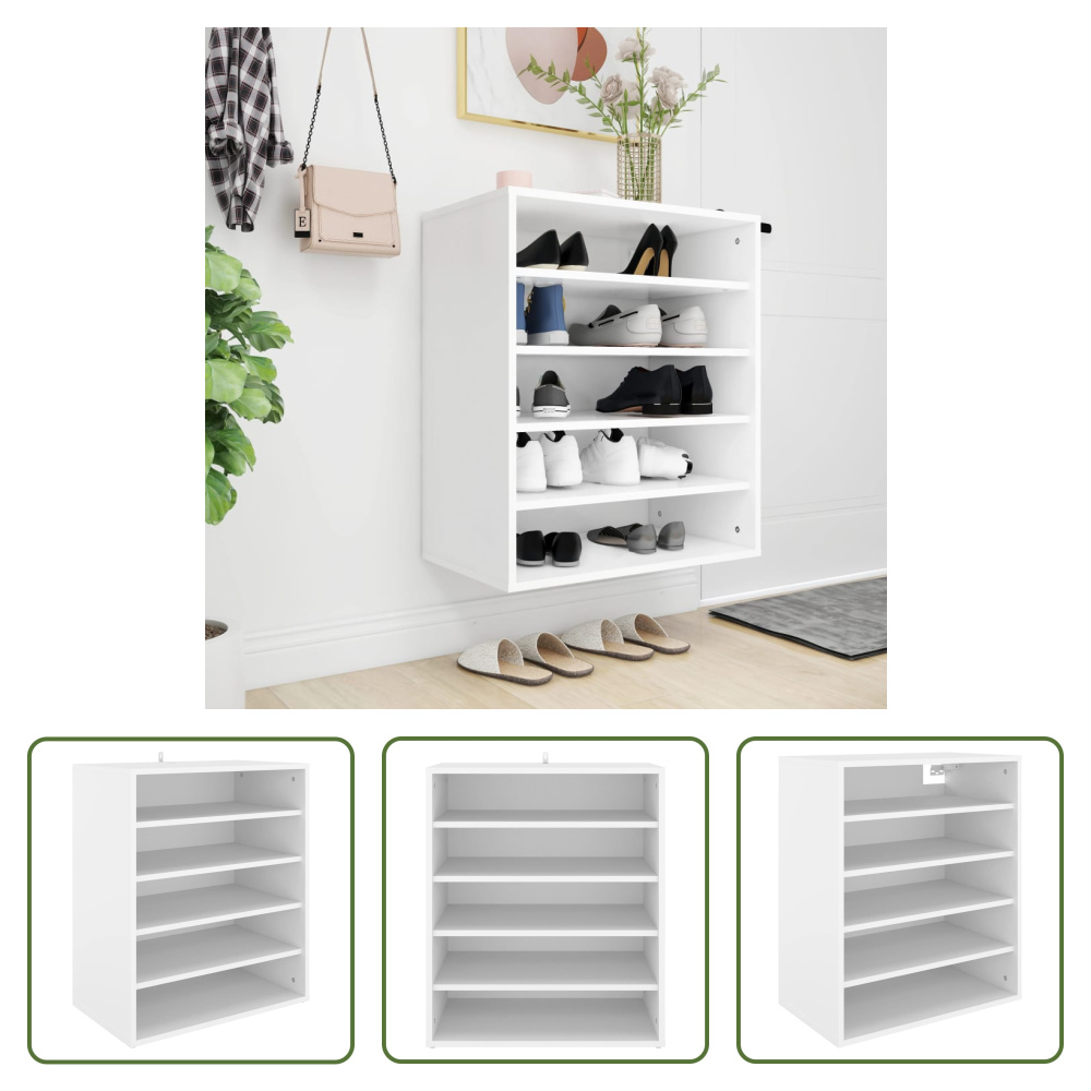 The Living Store Szafka na buty biała 60x35x70 cm materiał drewnopochodny