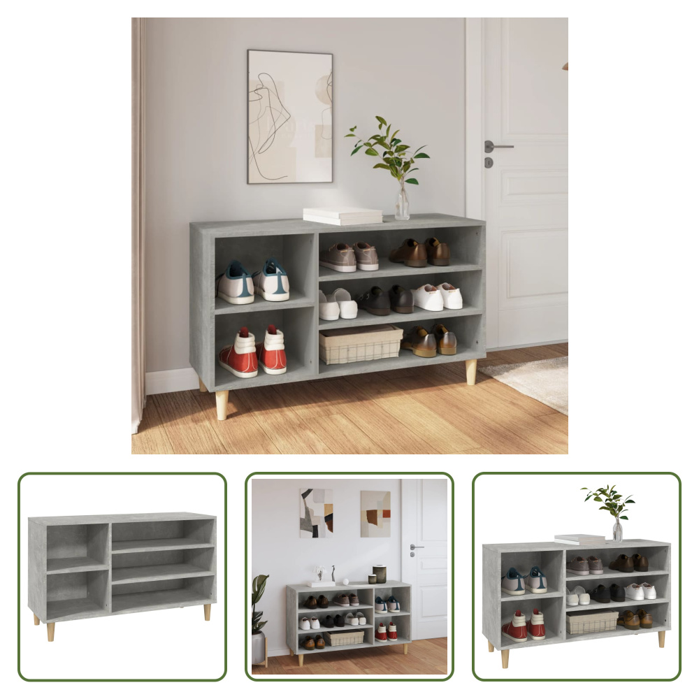The Living Store stojak na buty betonowy szary 102x36x60 cm materiał drewnopochodny