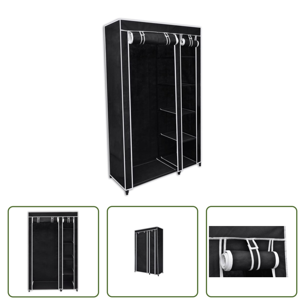 The Living Store Składana szafa materiałowa czarna 110 x 45 x 175 cm