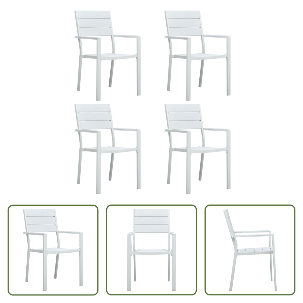 The Living Store Krzesła ogrodowe 4 szt. Biały HDPE o wyglądzie drewna