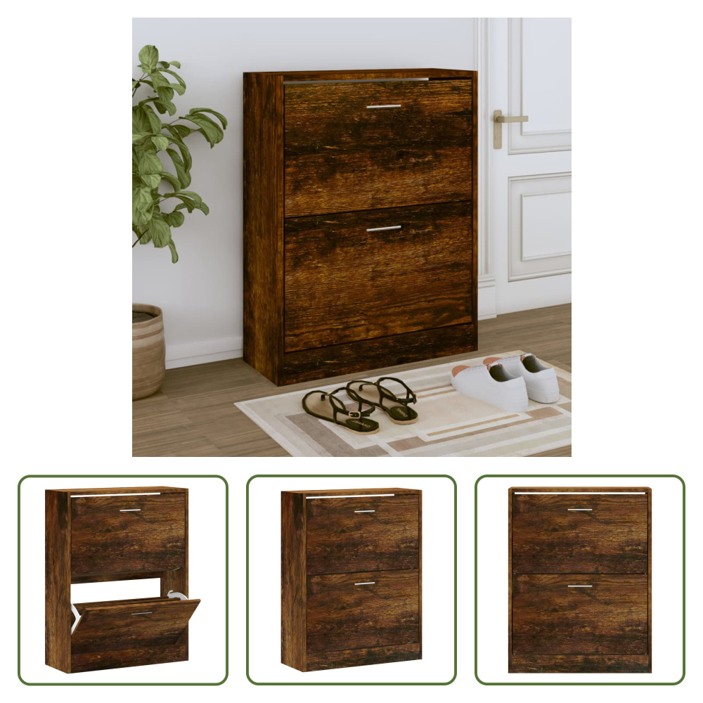 The Living Store Szafka na buty dąb wędzony 63x24x81 cm Materiał drewnopochodny