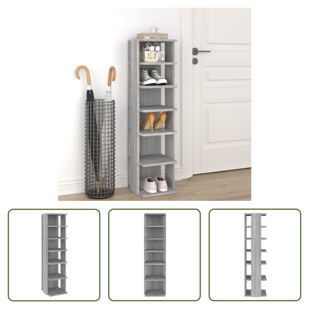 The Living Store Stojak na buty szary Sonoma 27,5x27x102 cm Materiał drewnopochodny
