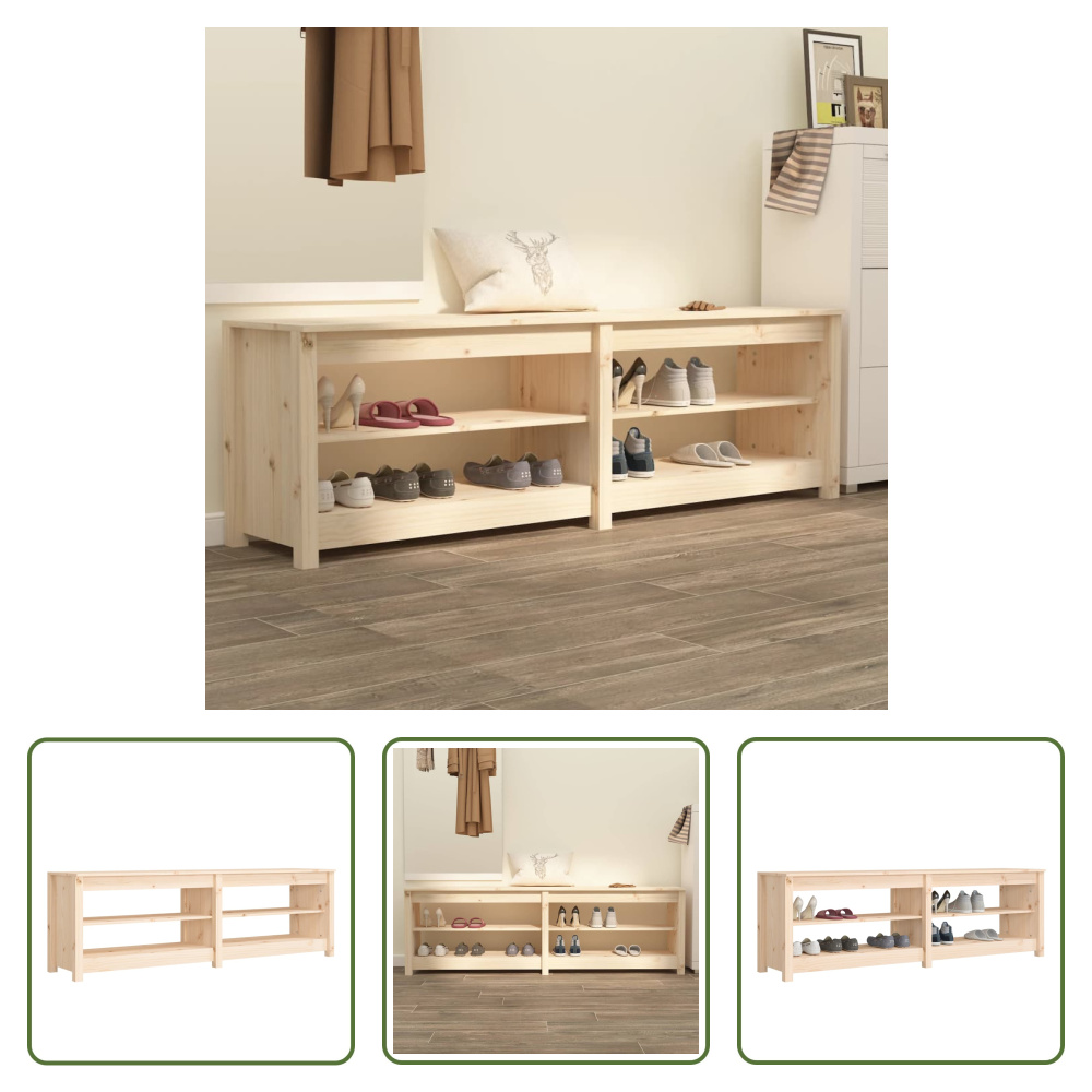 The Living Store Ławka na buty 160x36,5x50 cm lite drewno sosnowe