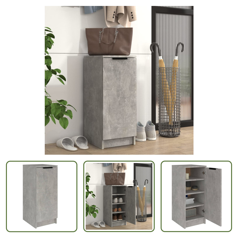 The Living Store Stojak na buty betonowy szary 30x35x70 cm materiał drewnopochodny