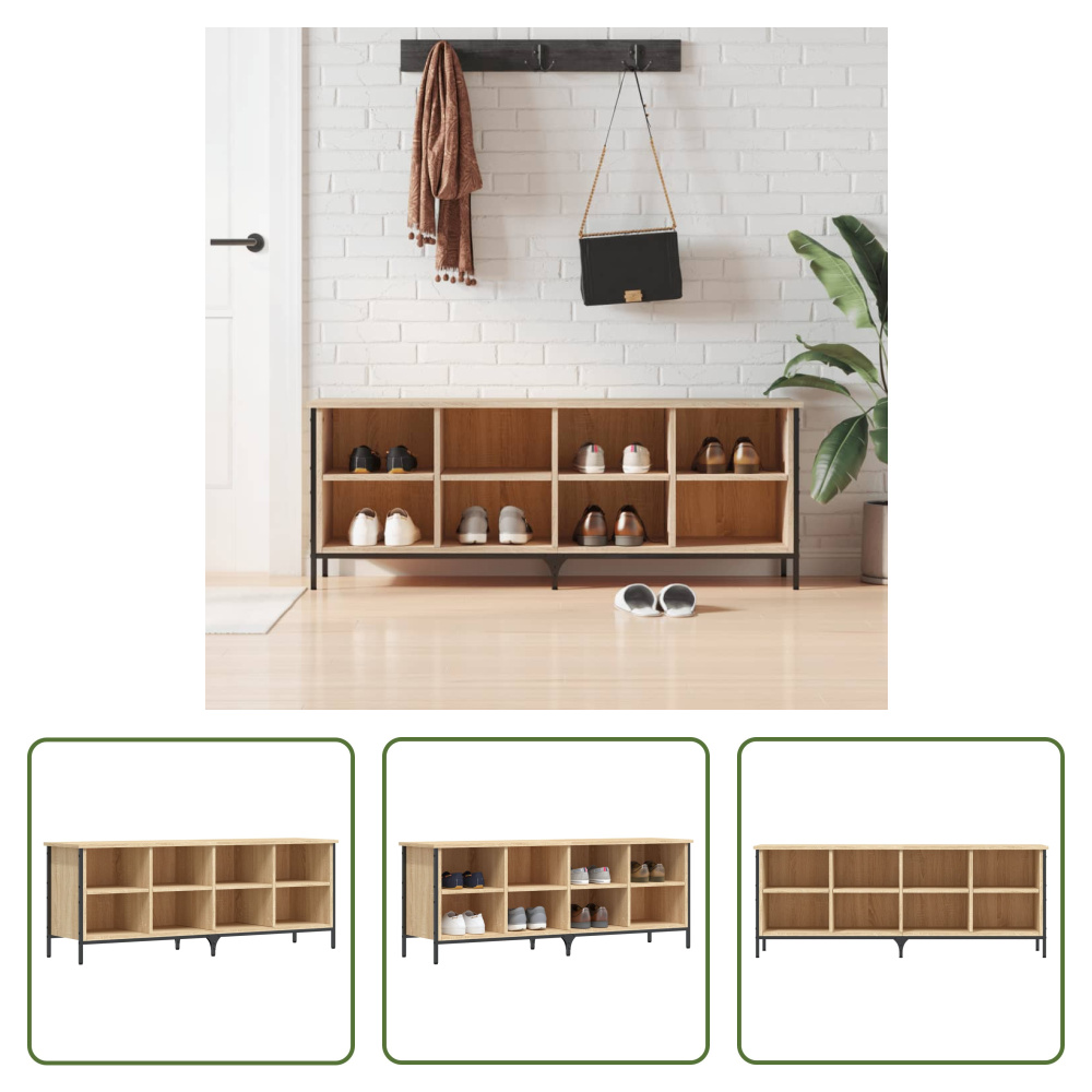 Stojak na buty The Living Store dąb sonoma 131x35x50 cm materiał drewnopochodny