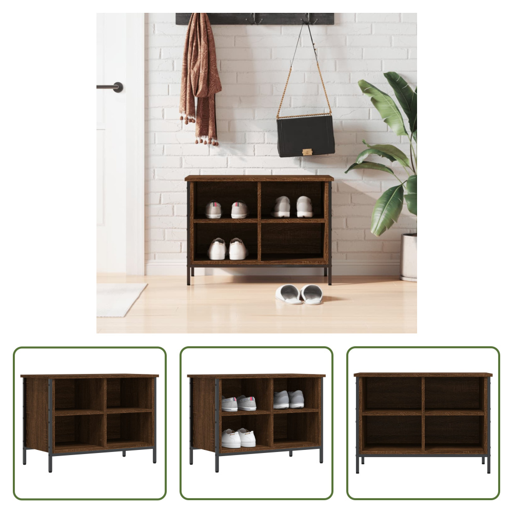 The Living Store Stojak na buty brązowy dąb 69x35x50 cm materiał drewnopochodny