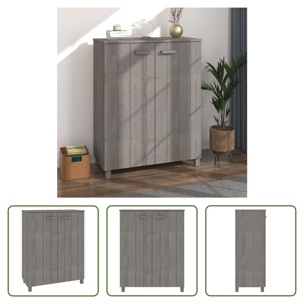 The Living Store Szafka na buty HAMAR jasnoszara 85x40x108 cm lite drewno sosnowe