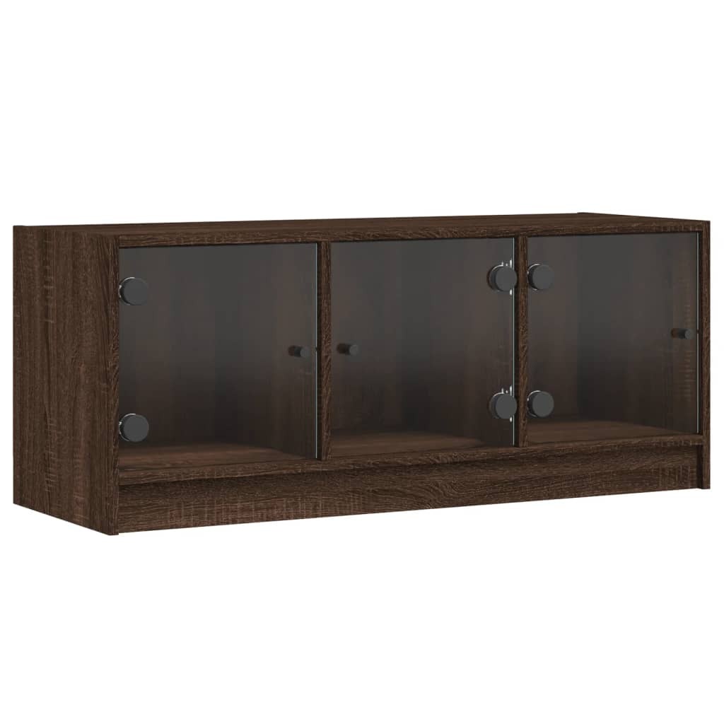 vidaXL Szafka pod TV ze szklanymi drzwiami w kolorze brązowego dębu 102x37x42 cm