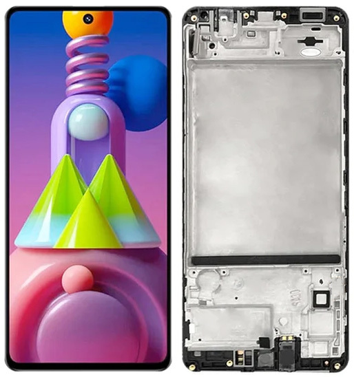 Wyświetlacz LCD i ekran dotykowy, zamiennik ekranu do Samsung Galaxy M51 (SM-M515F) (OLED) z ramką, części zamienne do smartfona