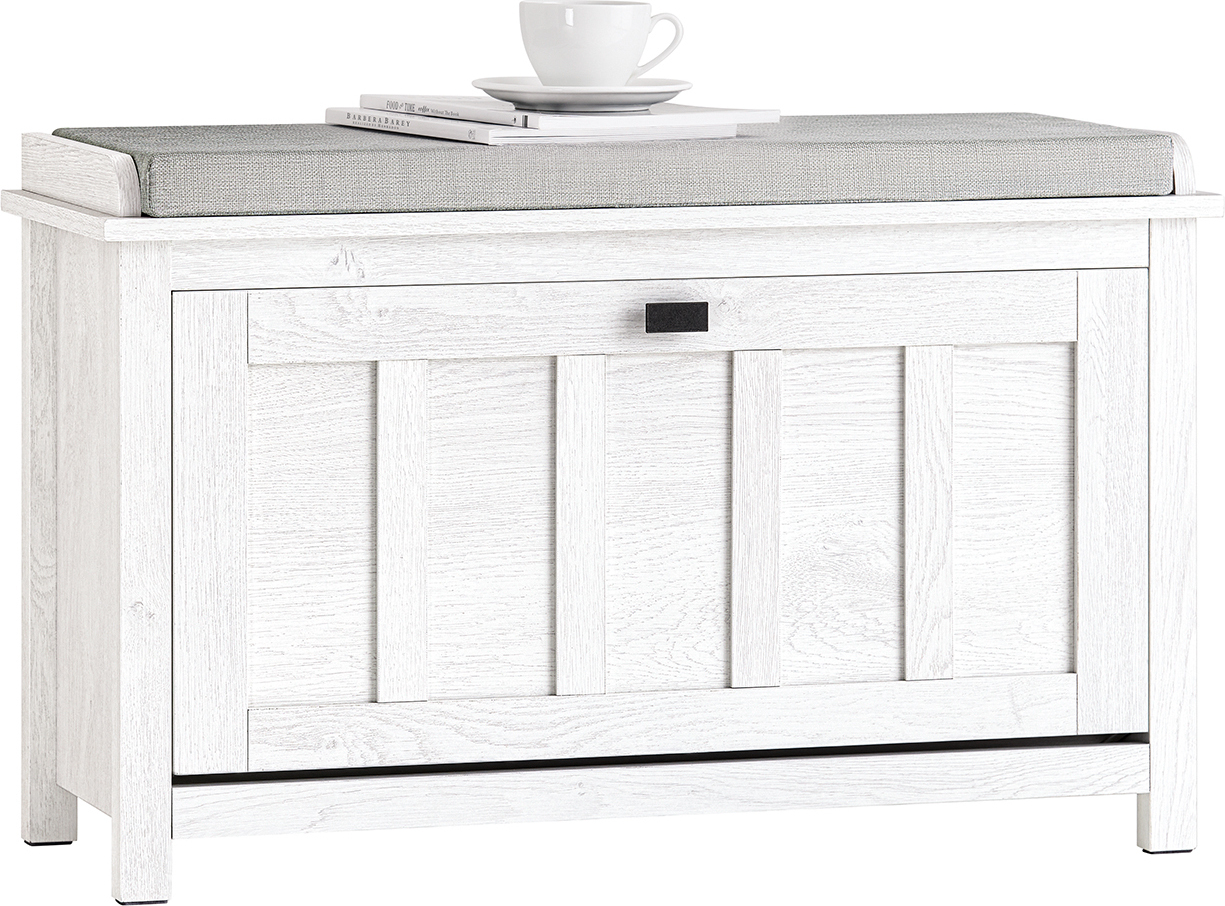 SoBuy FSR161-W Ławka na buty z poduszką do siedzenia Stojak na buty Wywrotka na buty Szafka na buty Vintage biała