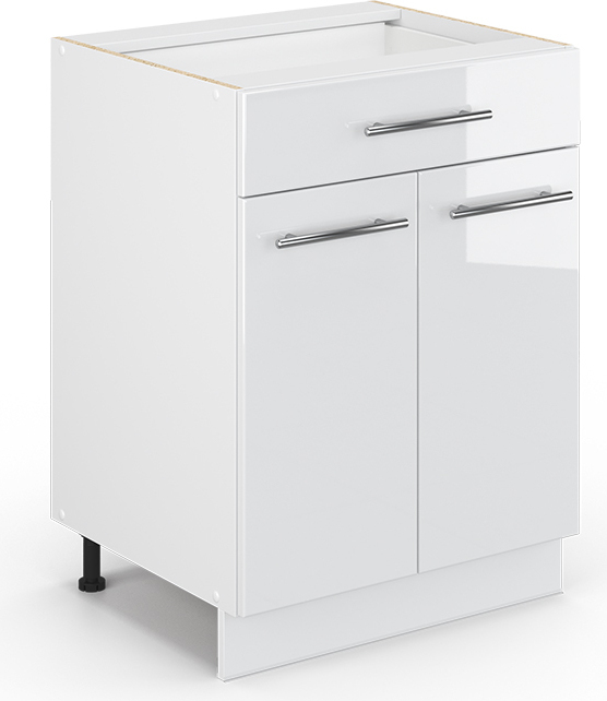 Vicco Szafka łazienkowa Fame-Line, 60 x 81.6 cm z szufladą, bez blatu roboczego, Biały wysoki połysk/Biały