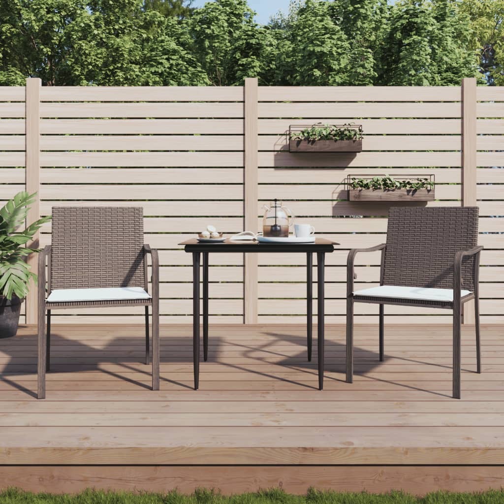 Prolenta Premium - Krzesła ogrodowe z poduszką 2 szt. Brązowy 56x59x84 cm Poly Rattan