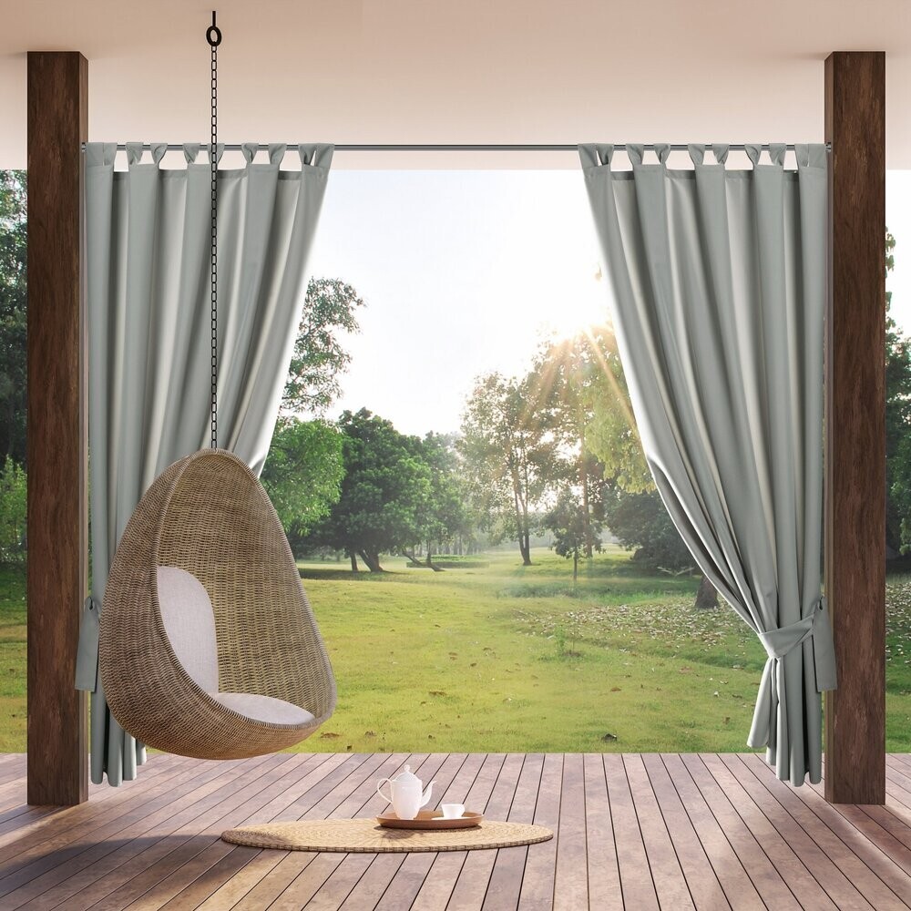 Eurofirany zasłona GARDEN Wodoodporne zasłony zewnętrzne Zasłony tarasowe srebrne 155x260 cm Pętle Zapięcie na rzepy