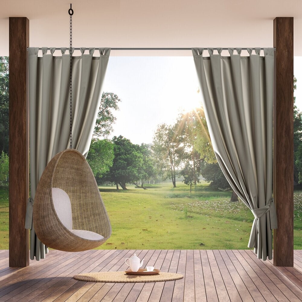Eurofirany Zasłona ogrodowa pętelkowa wodoodporna beżowa 260 cm x 155 cm