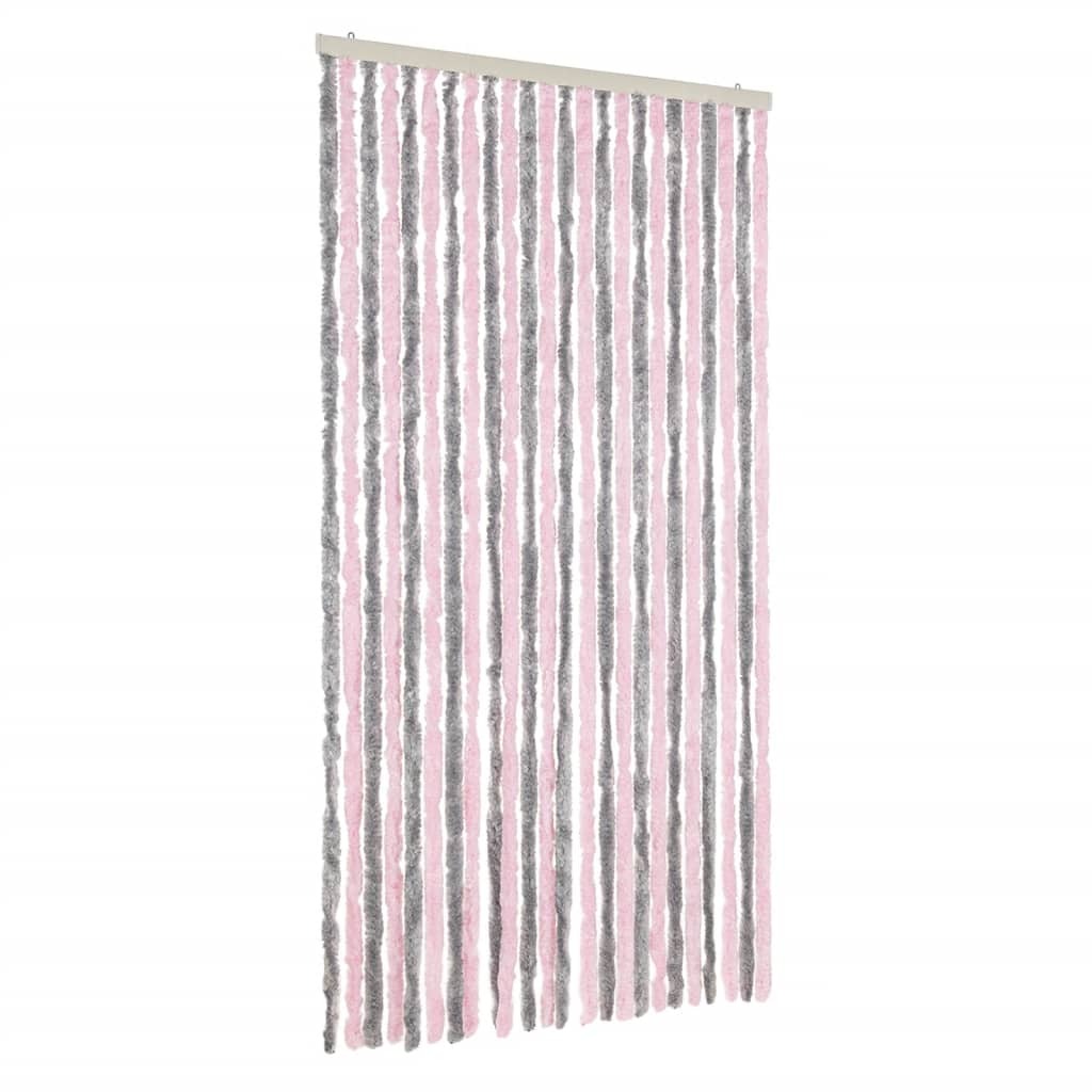 vidaXL Szenilowa zasłona muchowa srebrno-szaro-różowa 100x220 cm