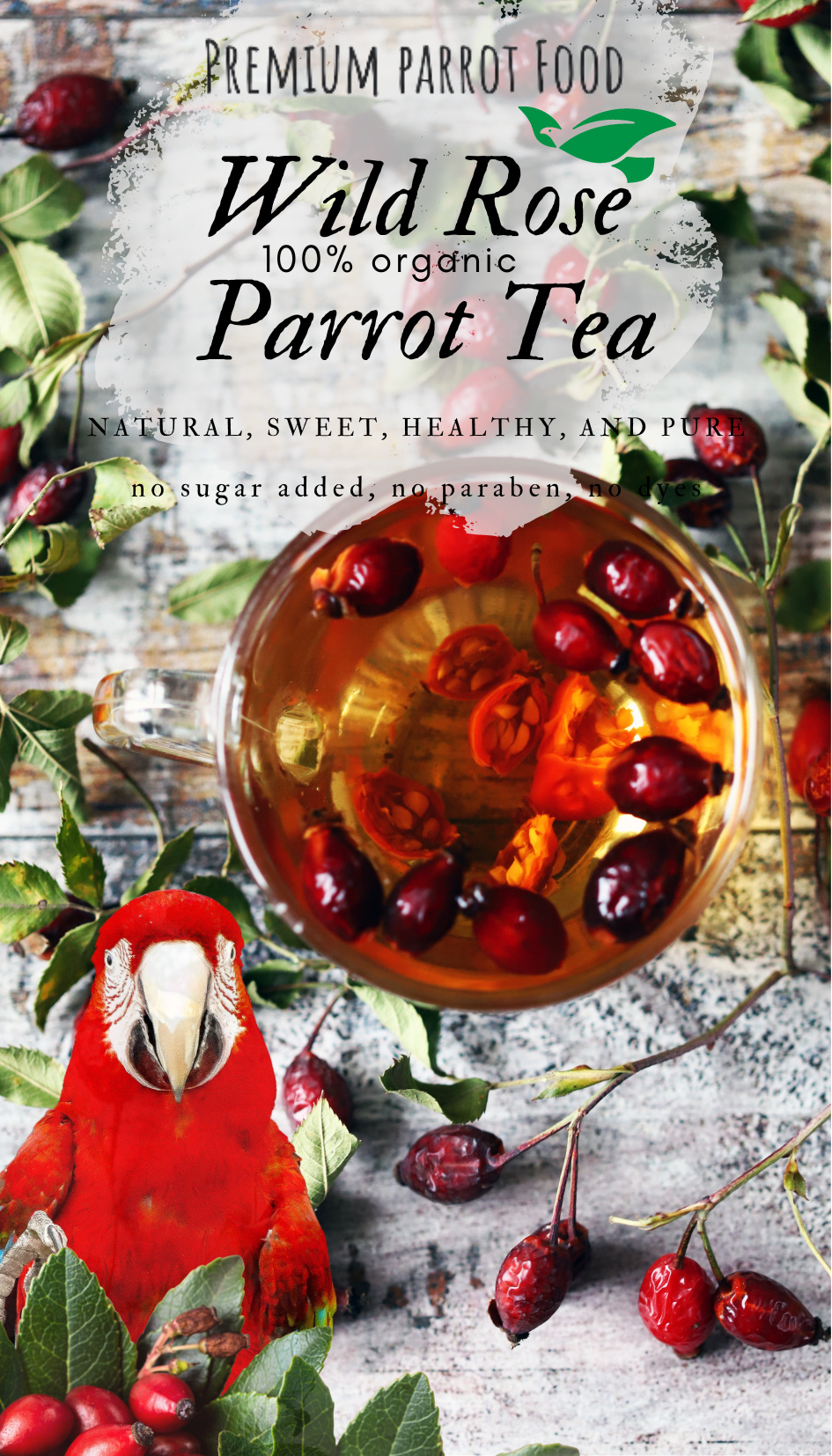 Herbata z dzikiej róży dla papug - organiczny napar, herbata dla papug 100G