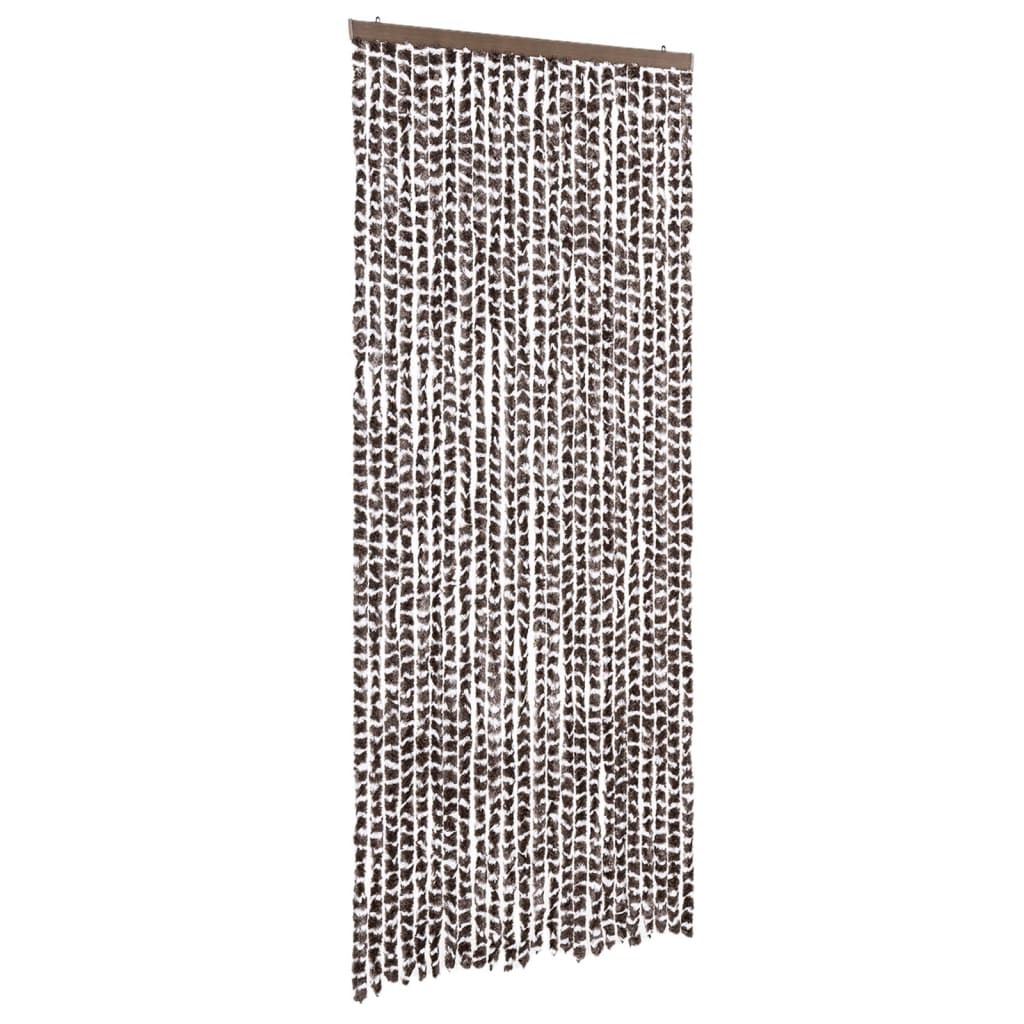 vidaXL Zasłona muchowa brązowo-biała 100x200 cm szenilowa