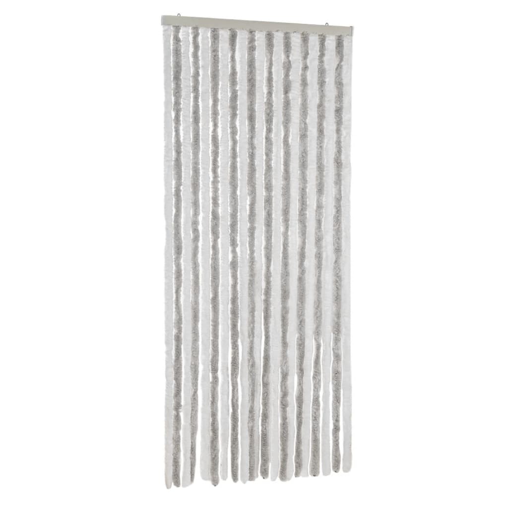 vidaXL Zasłona Fly jasnoszara i biała 90x220 cm szenilowa