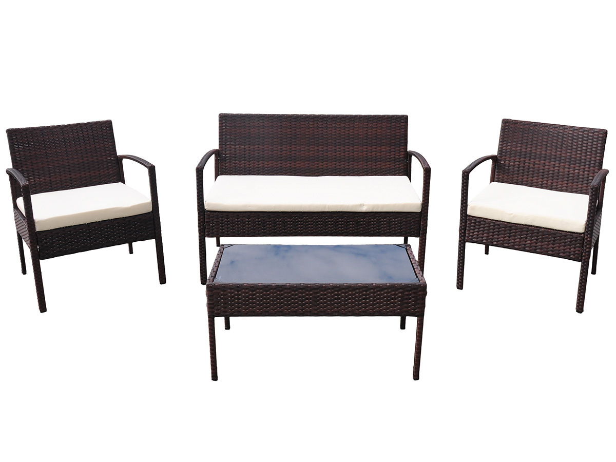 nabbi Meble ogrodowe ze sztucznego rattanu Cruz - ciemnobrązowy / biały