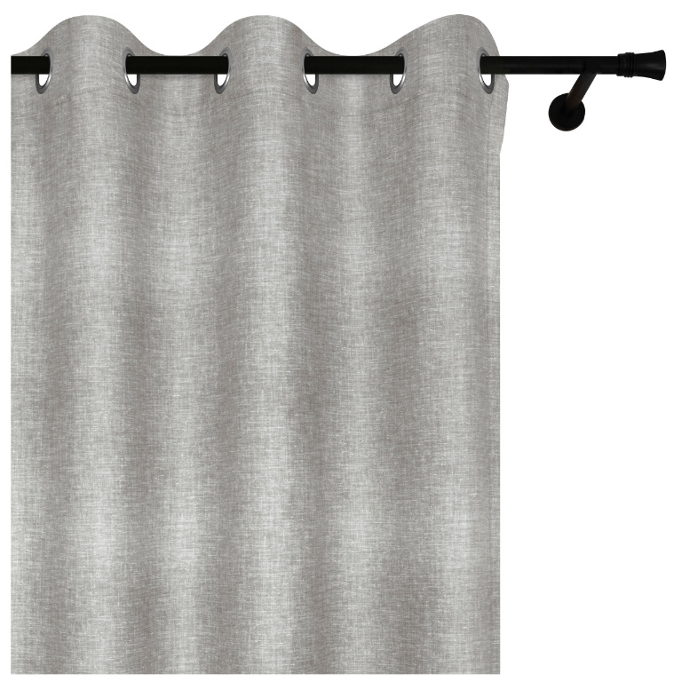 Voppi Szara zasłona dekoracyjna z przelotkami oczkami 140 x 240 cm zasłona okienna z materiału o wyglądzie lnu