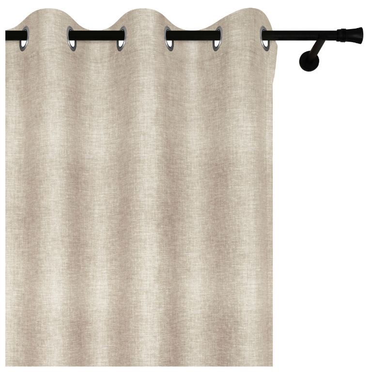Voppi Długa zasłona dekoracyjna na przelotki 140 x 230 cm beżowa zasłona z lnianym wzorem zasłona do pokoju salonu