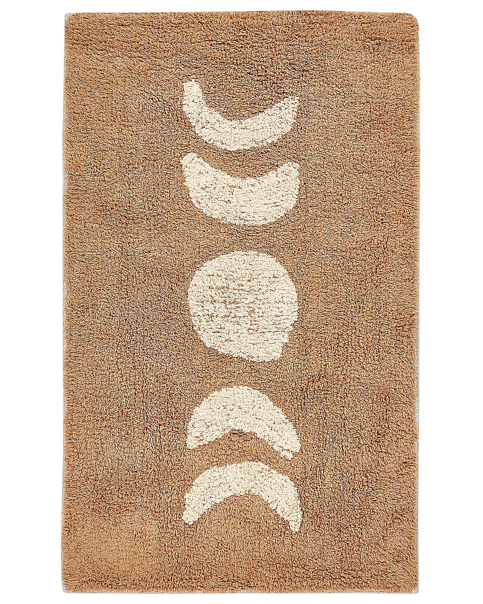 BELIANI Dywanik łazienkowy brązowy bawełniany 50 x 80 cm prostokątny kształtReplika acyjny wzór mata łazienkowa nowoczesny design