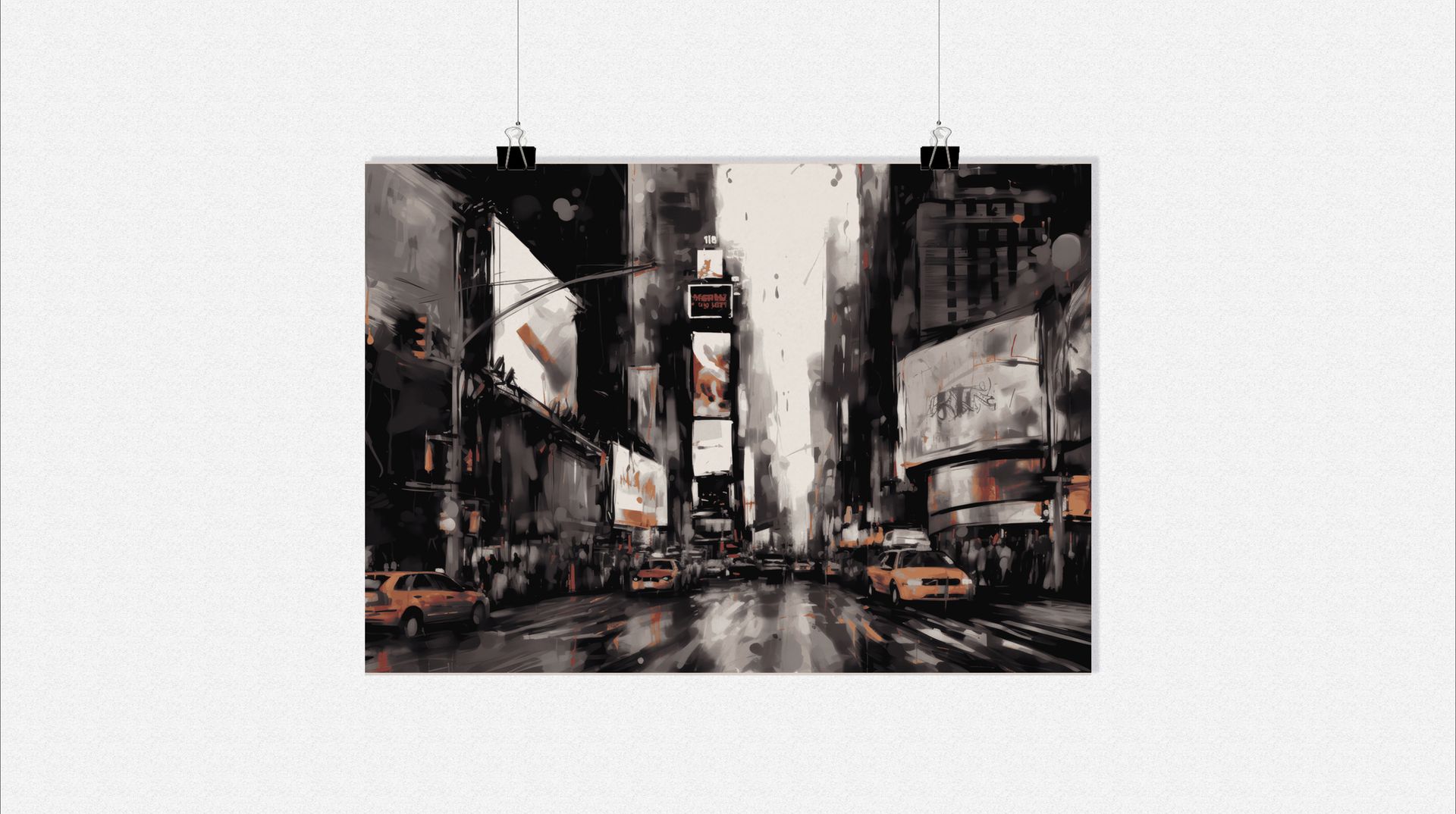 Plakat Times Square - Plakat Nowy Jork - Abstrakcyjny żółty plakat - 71x51cm - Idealny do oprawienia w ramę