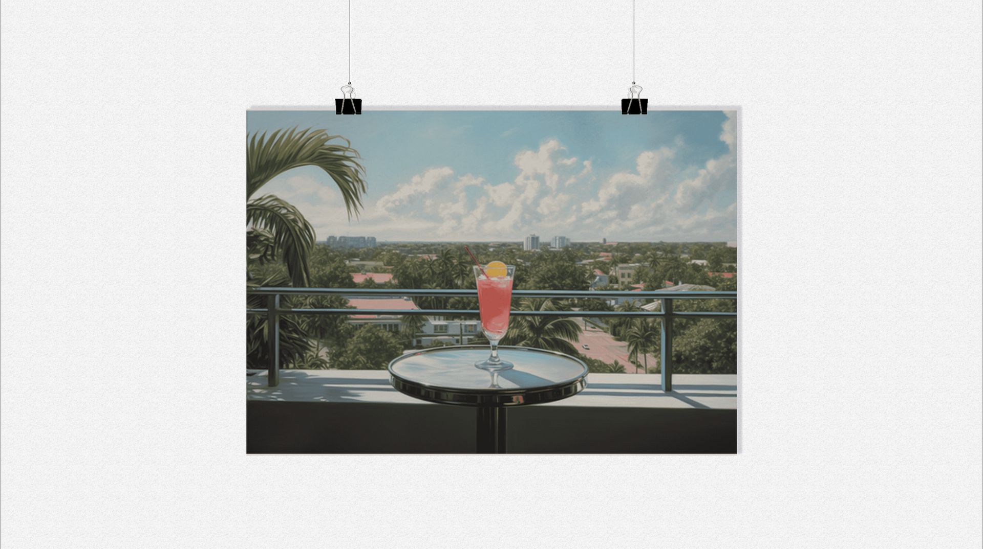 Plakat Miami - Plakat koktajlowy - Plakat w świetle dziennym - 91x61cm - Idealny do oprawienia w ramkę
