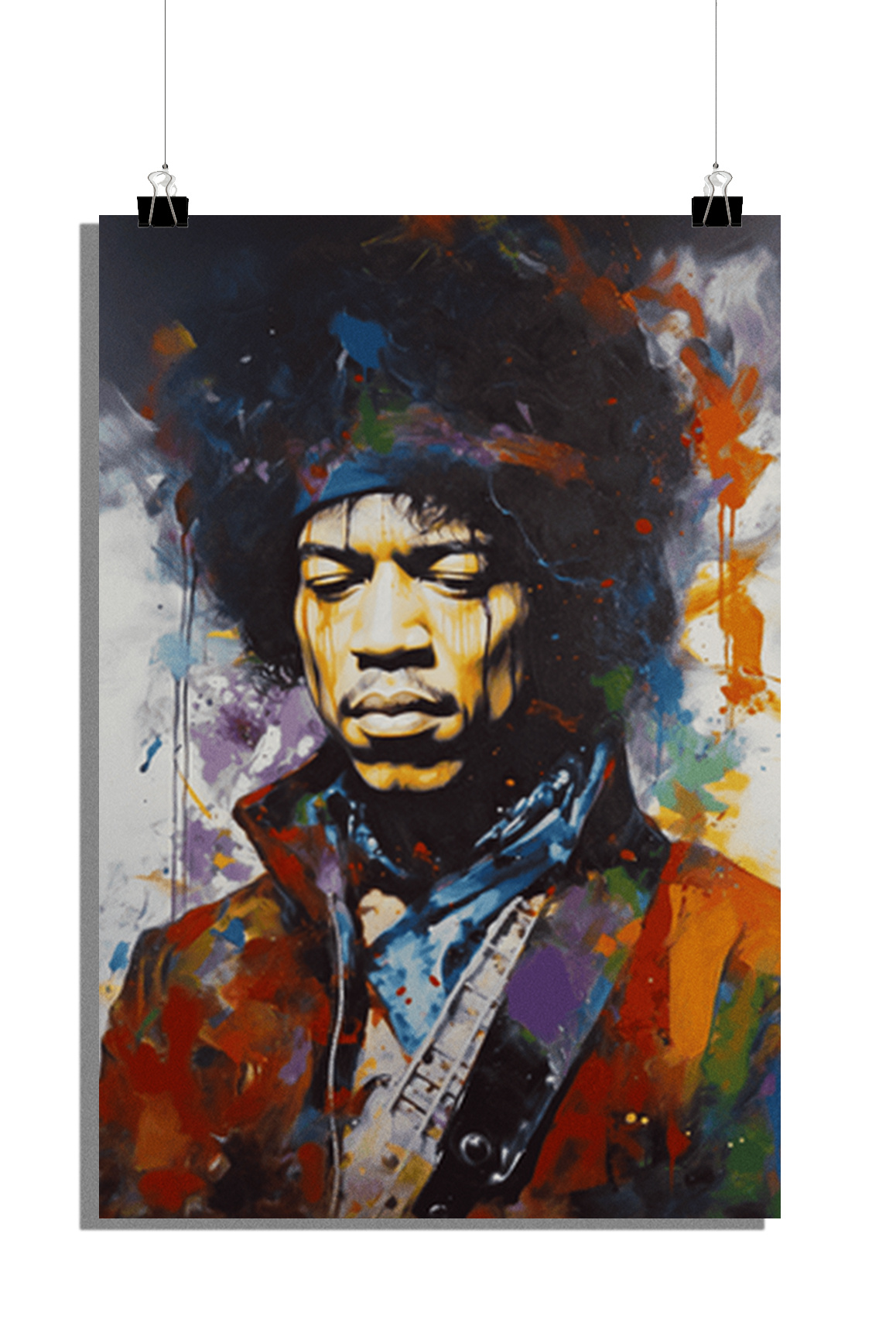Plakat muzyczny - Plakat Jimi Hendrix - Plakat legendarnego gitarzysty - Plakat ikony muzyki - 51x71cm - Idealny do oprawienia w ramkę