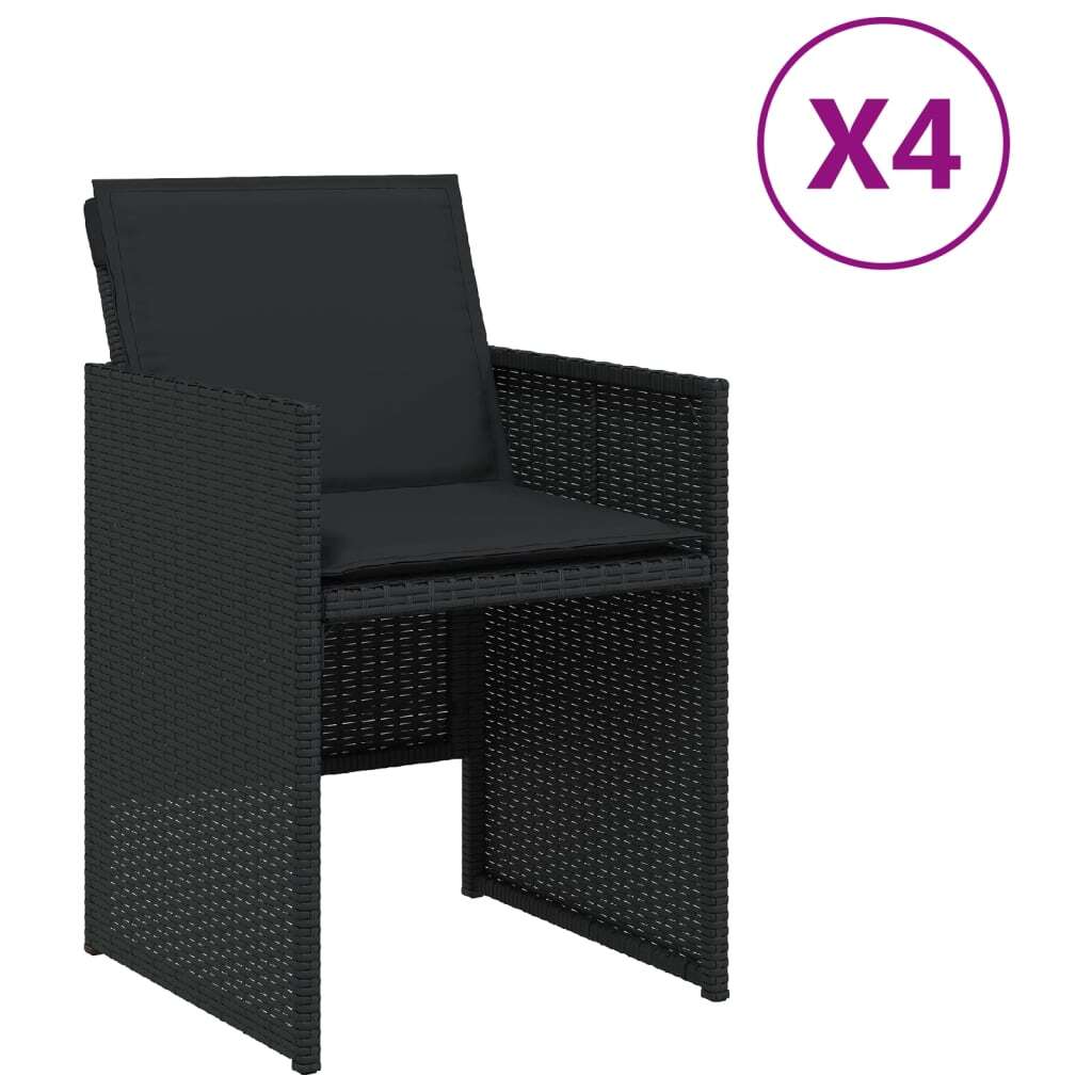 vidaXL Krzesła ogrodowe z poduszkami 4 szt. czarny polirattan