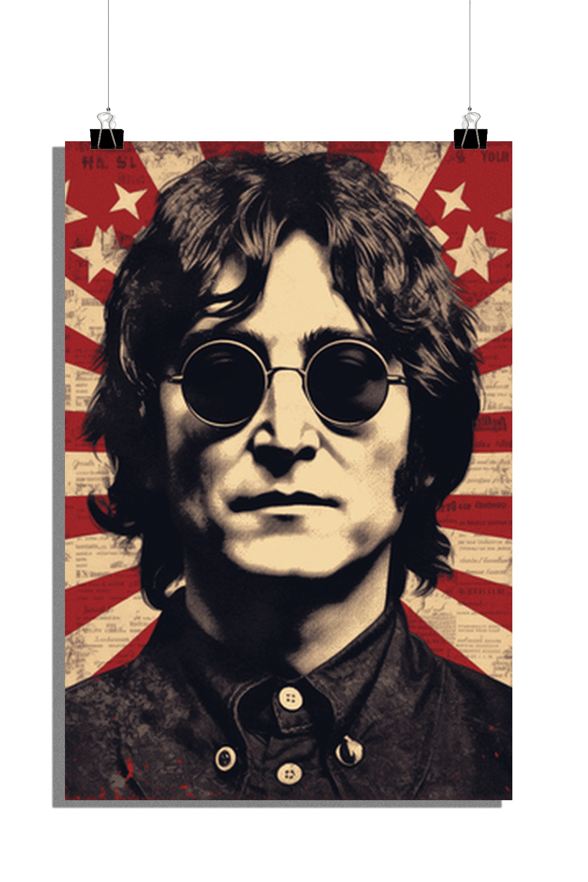 Plakat muzyczny - Plakat John Lennon - Plakat ikona muzyki - Plakat radzieckie tło - Plakat The Beatles - 61x91cm - Idealny do oprawienia w ramę