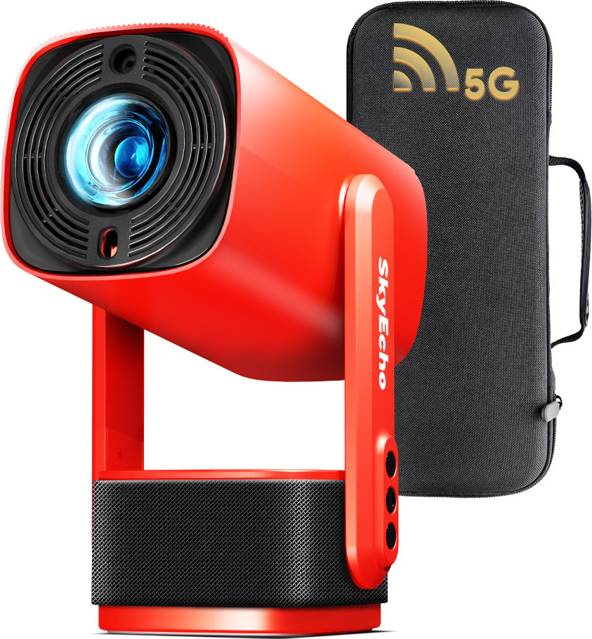 FreeONE 1080P Mini Projektor 350ANSI, Wifi Bluetooth, Obsługa 4K, Rozmiar projekcji 150 cali, Obrót 270° Mini Projektor, TV Box, Komputer, Laptop