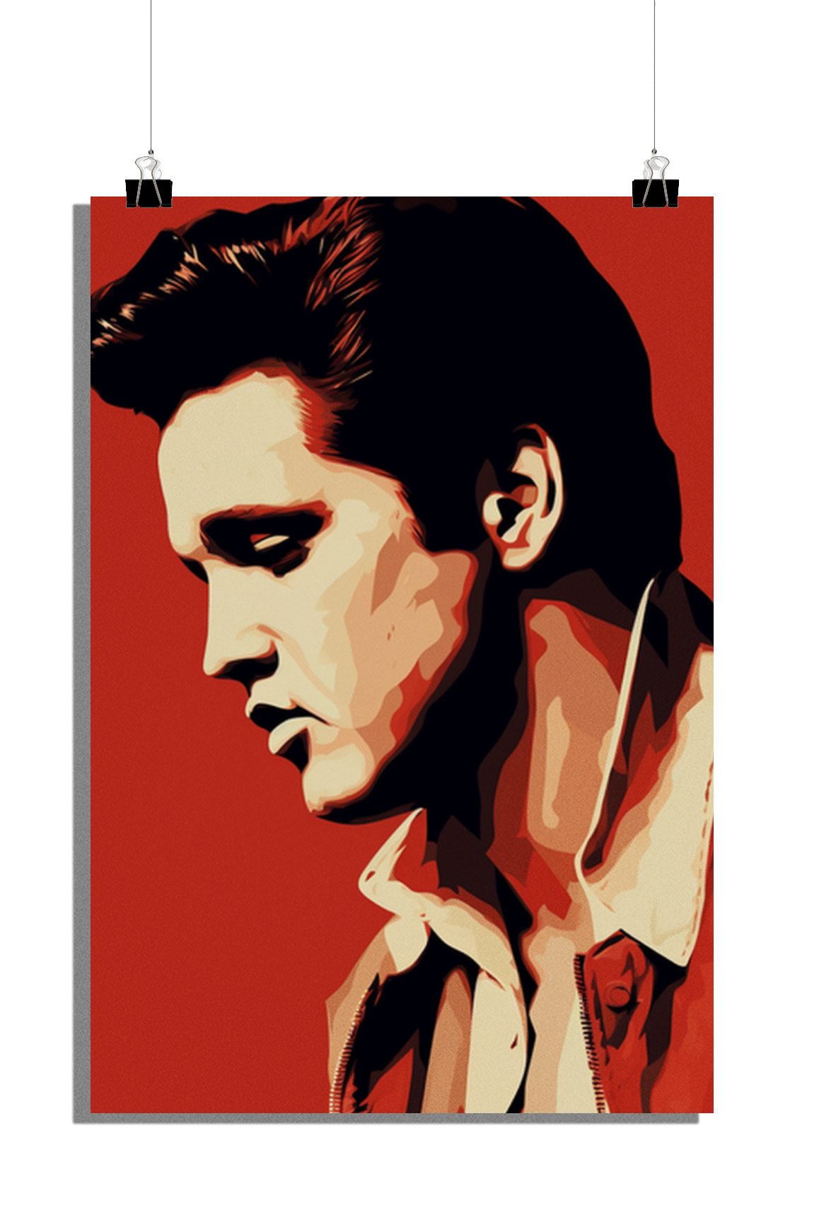 Plakat muzyczny - Plakat Elvis Presley - Plakat Elvis - Plakat legenda muzyki - Plakat profil boczny - 61x91cm - Idealny do oprawienia w ramę
